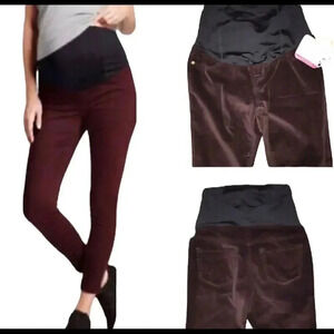 Isabel maternity corduroy‎ burgundy skinny jeans